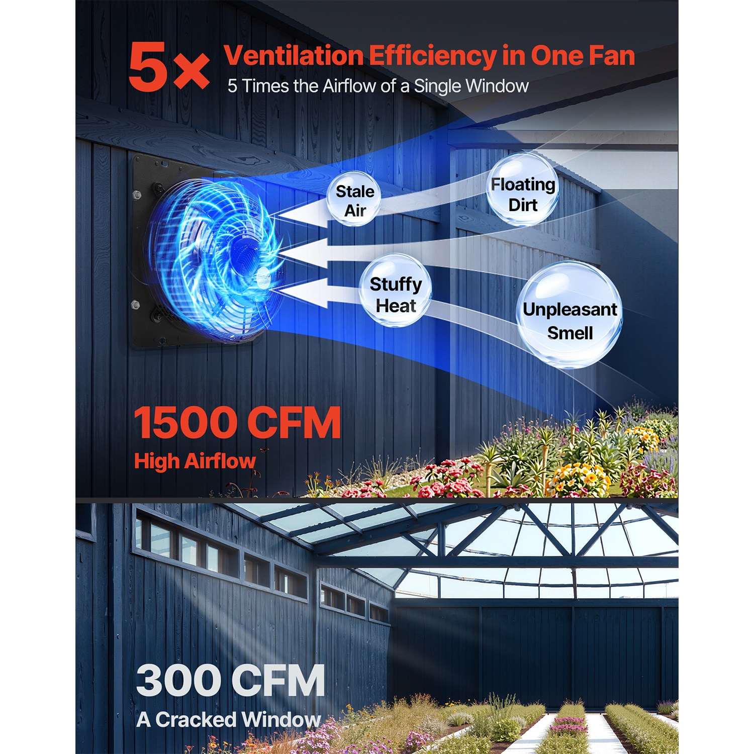Wall Mounted Shutter Exhaust Fan With Smart Speed And Temperature_voghion.com